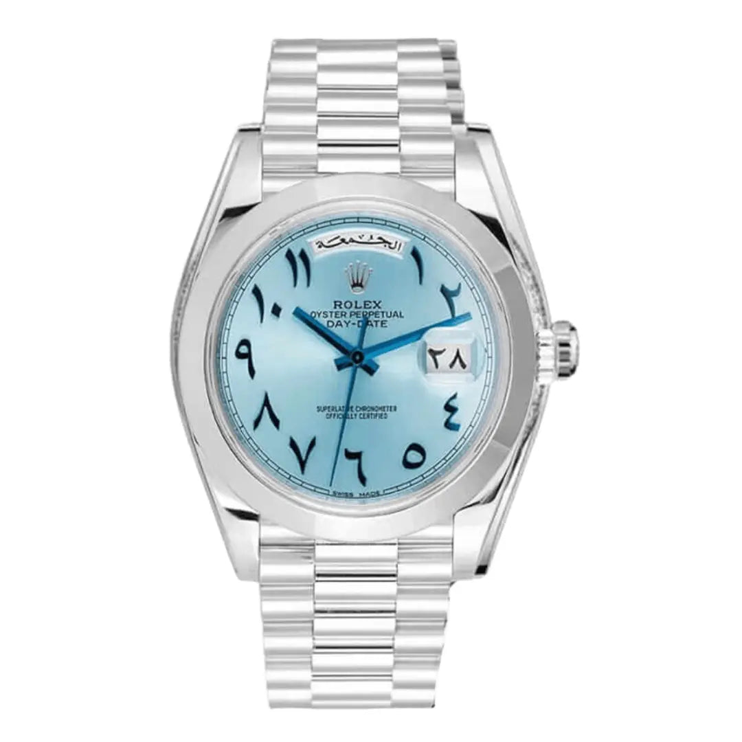 Day-Date Oystersteel Tiffany Arabic Dial President Kronos Relojes vista frontal