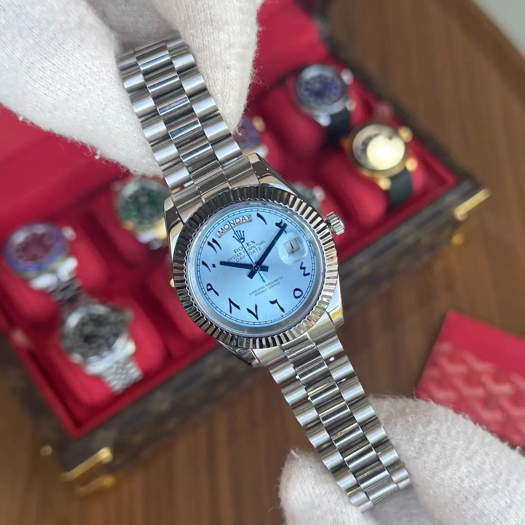 Reloj Day-Date inspirado lujo accesible Tiffany dial árabe Kronos