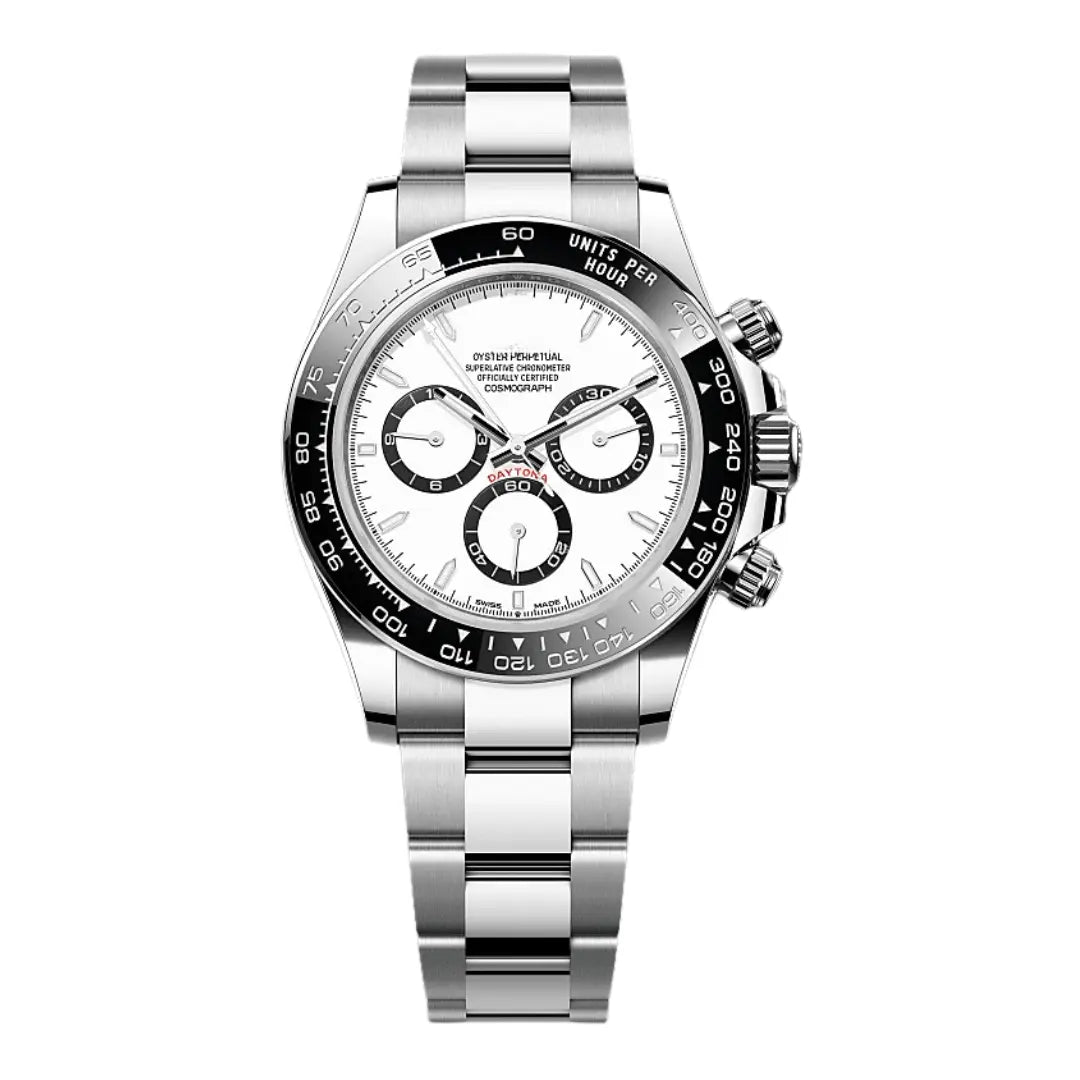 Daytona Panda Oystersteel dial blanco Kronos Relojes vista frontal