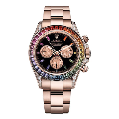 Reloj Daytona Rainbow Edición Especial Yellow Gold esfera negra Kronos Relojes