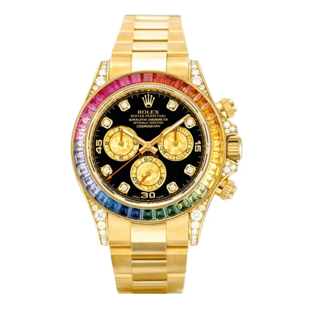 Reloj Daytona Rainbow Edición Especial Yellow Gold dial negro Kronos Relojes