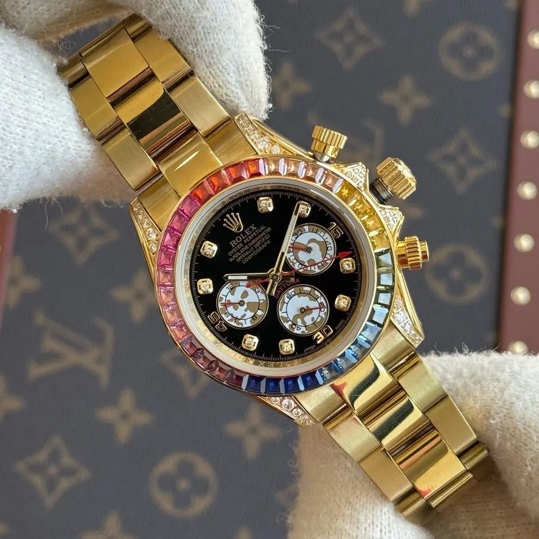 Daytona Rainbow Yellow Gold estilo AAA maquinaria auténtica Kronos