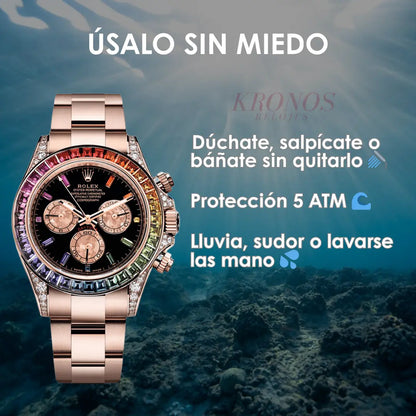 Reloj Daytona Rainbow Yellow Gold con maquinaria suiza Kronos Relojes