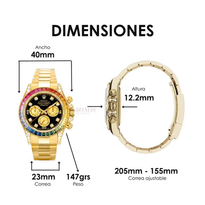 Daytona Rainbow Yellow Gold Black Dial edición especial Kronos tienda oficial