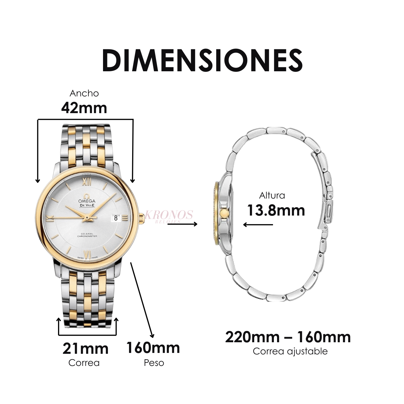 De Ville Prestige Two-Tone - White Dial Omega Type