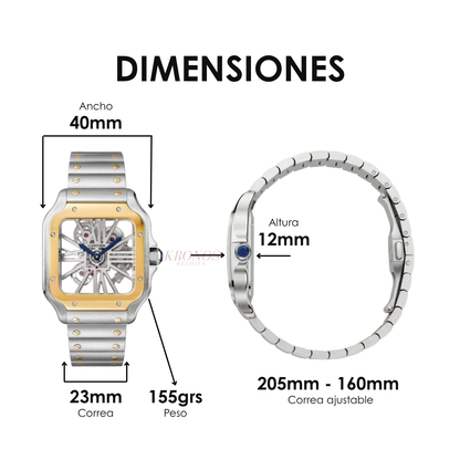 Santos Skeleton – Gold Dial