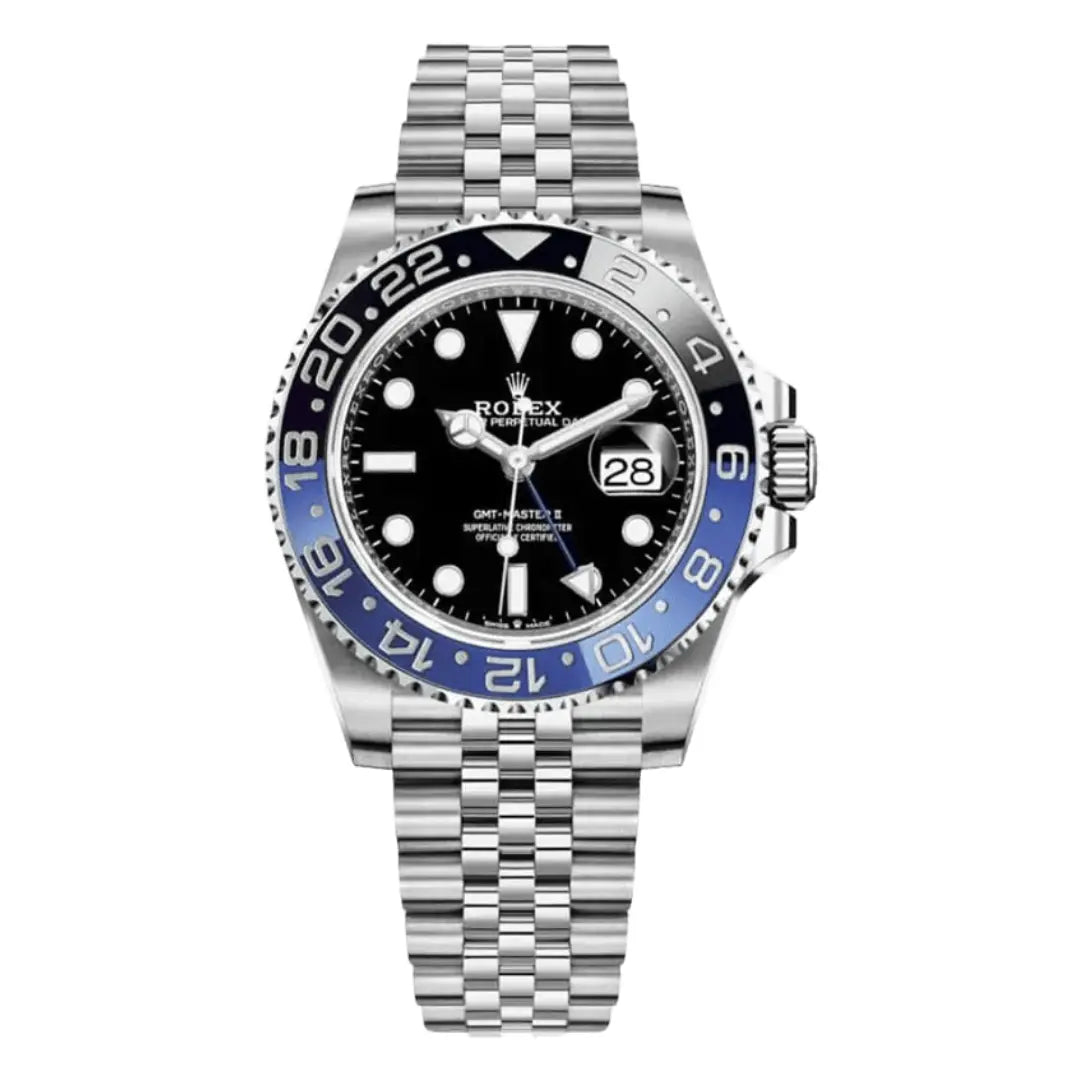 GMT-Master II Batgirl Oystersteel esfera negra bisel azul negro Kronos Relojes