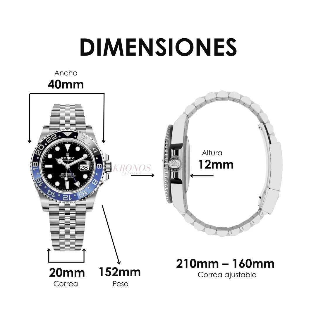 Reloj de pulsera de lujo GMT-Master II Batgirl negro azul Kronos Relojes