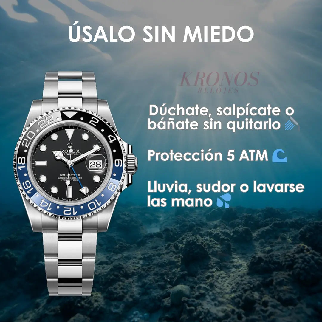 Reloj deportivo GMT-Master II Batman acero inoxidable estilo premium Kronos