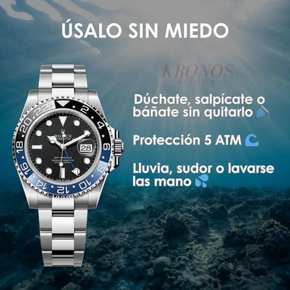 Reloj deportivo GMT-Master II Batman acero inoxidable estilo premium Kronos