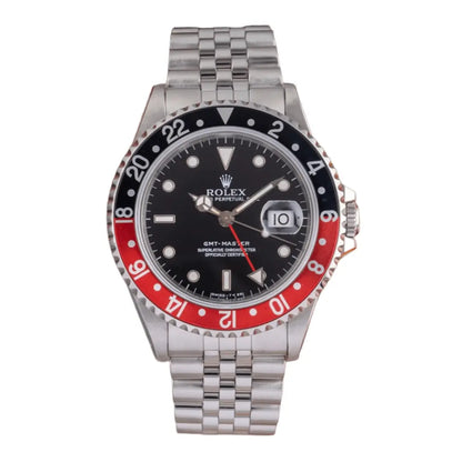 GMT-Master II Coke Oystersteel esfera negra bisel rojo negro Kronos Relojes