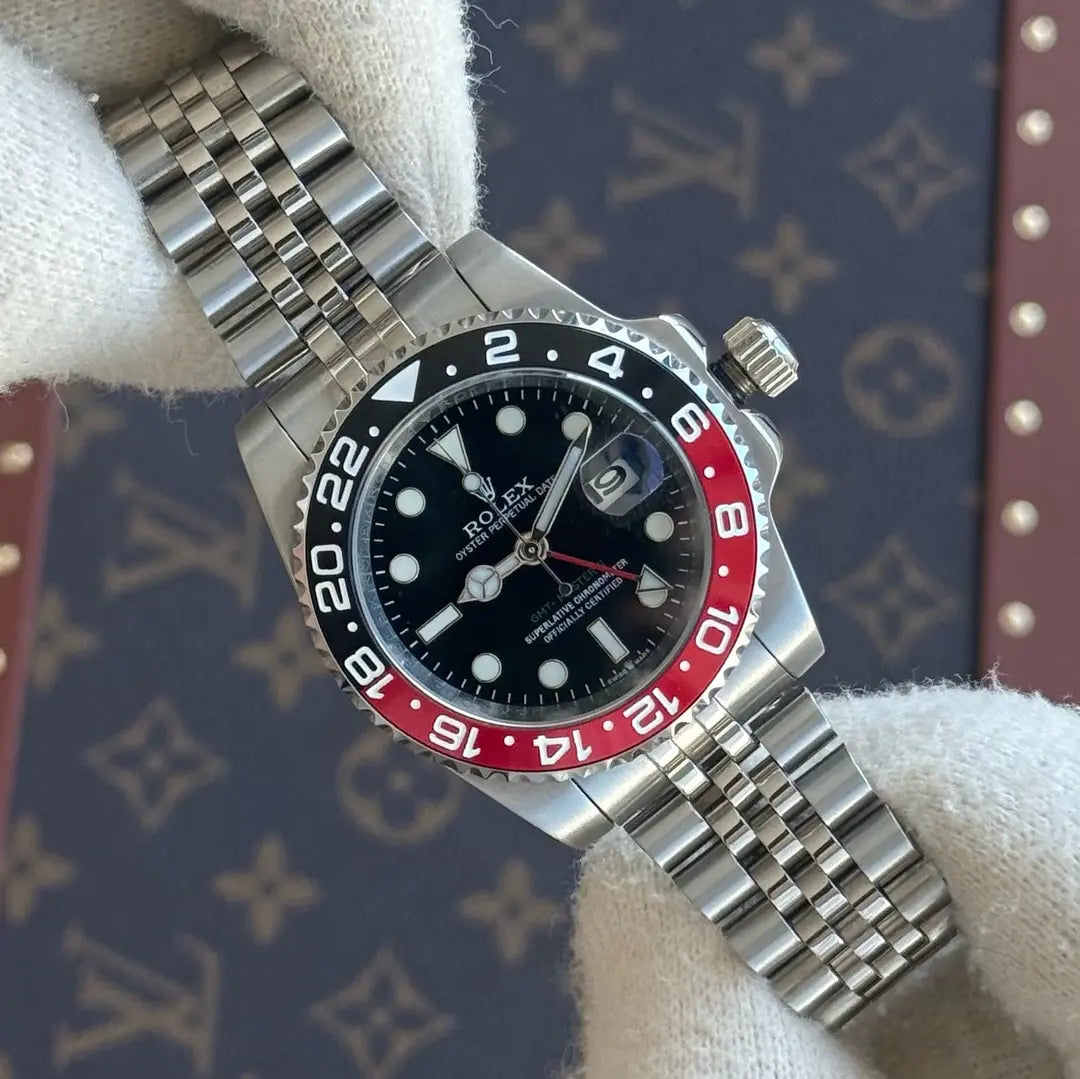 Reloj de lujo GMT-Master II estilo Coke acero inoxidable Kronos