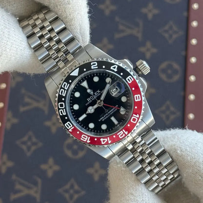 Reloj de lujo GMT-Master II estilo Coke acero inoxidable Kronos