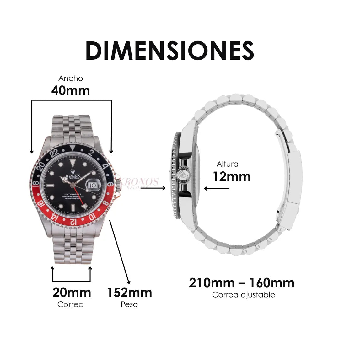 GMT-Master II Coke Black Dial pulsera Jubilee Kronos Relojes
