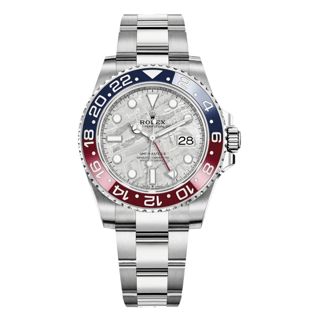 GMT-Master II Superman Oystersteel dial meteorito Kronos Relojes vista frontal