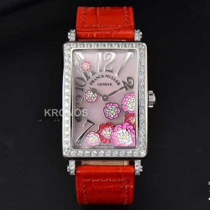 Long Island Ladies 26mm Diamond Dial Red Swiss - Authentic Movement