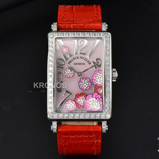 Long Island Ladies 26mm Diamond Dial Red Swiss - Authentic Movement