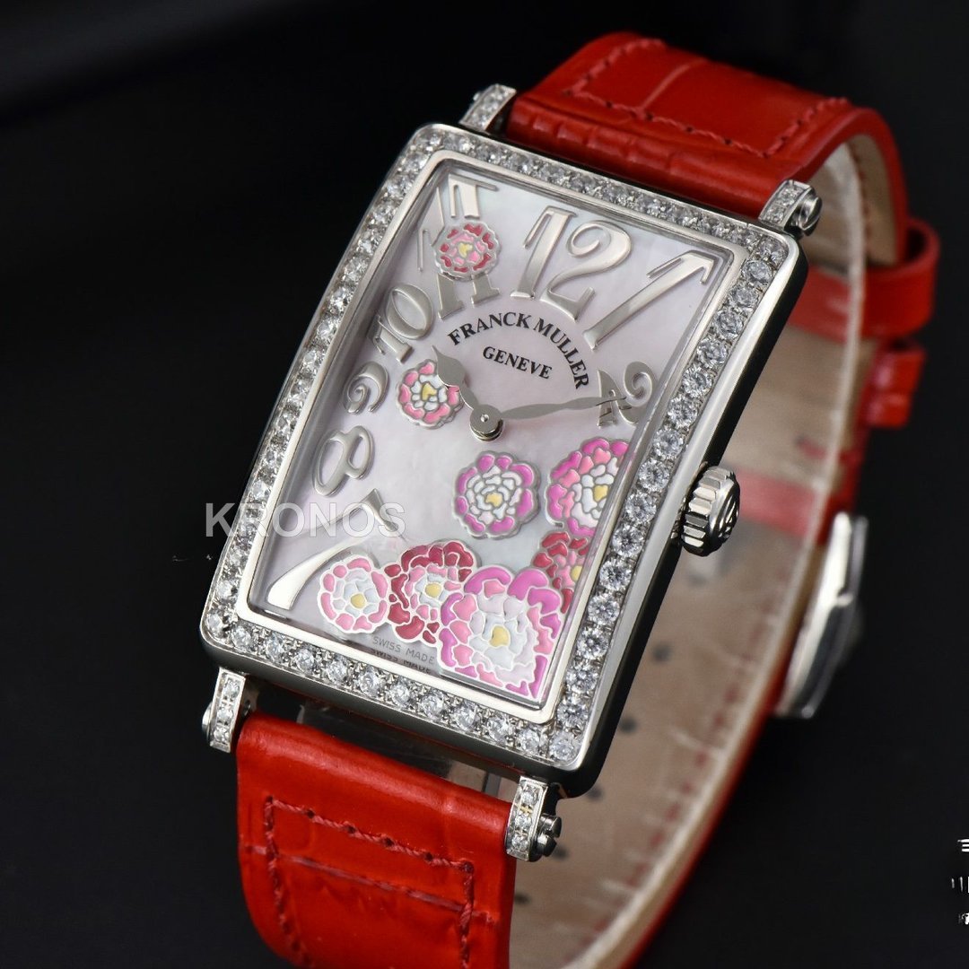 Long Island Ladies 26mm Diamond Dial Red Swiss - Authentic Movement