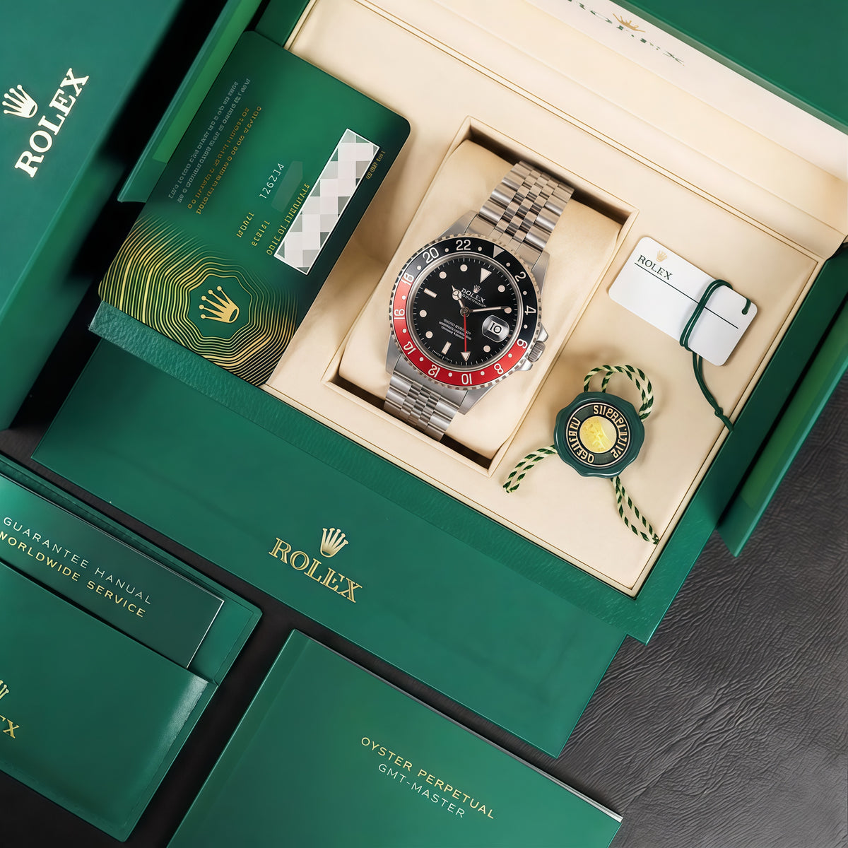 GMT-Master II "Coke" Oystersteel -  Black Dial Black & Red Bezel Jubilee