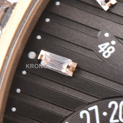 Nautilus 40mm Diamond Gray Dial Diamond Marker Moonphase Brown - Authentic Movement