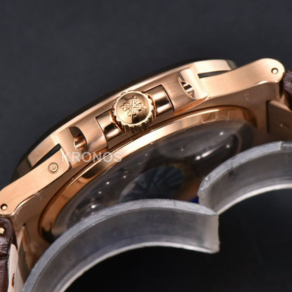 Nautilus 40mm Diamond Gray Dial Diamond Marker Moonphase Brown - Authentic Movement