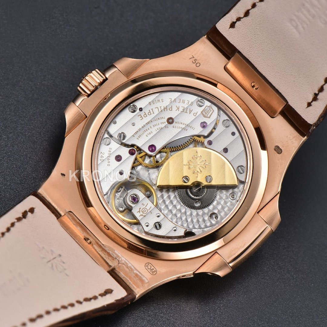 Nautilus 40mm Diamond Gray Dial Diamond Marker Moonphase Brown - Authentic Movement