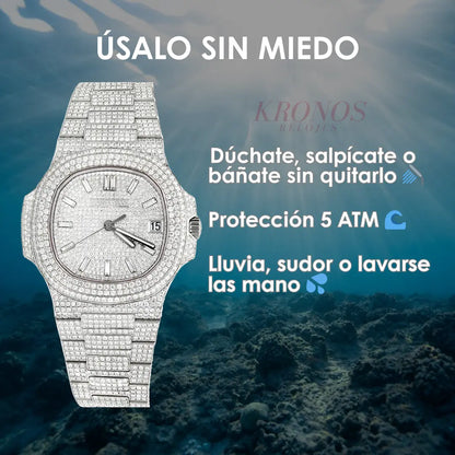 Nautilus Diamond White Dial Kronos Relojes vista frontal elegancia lujo