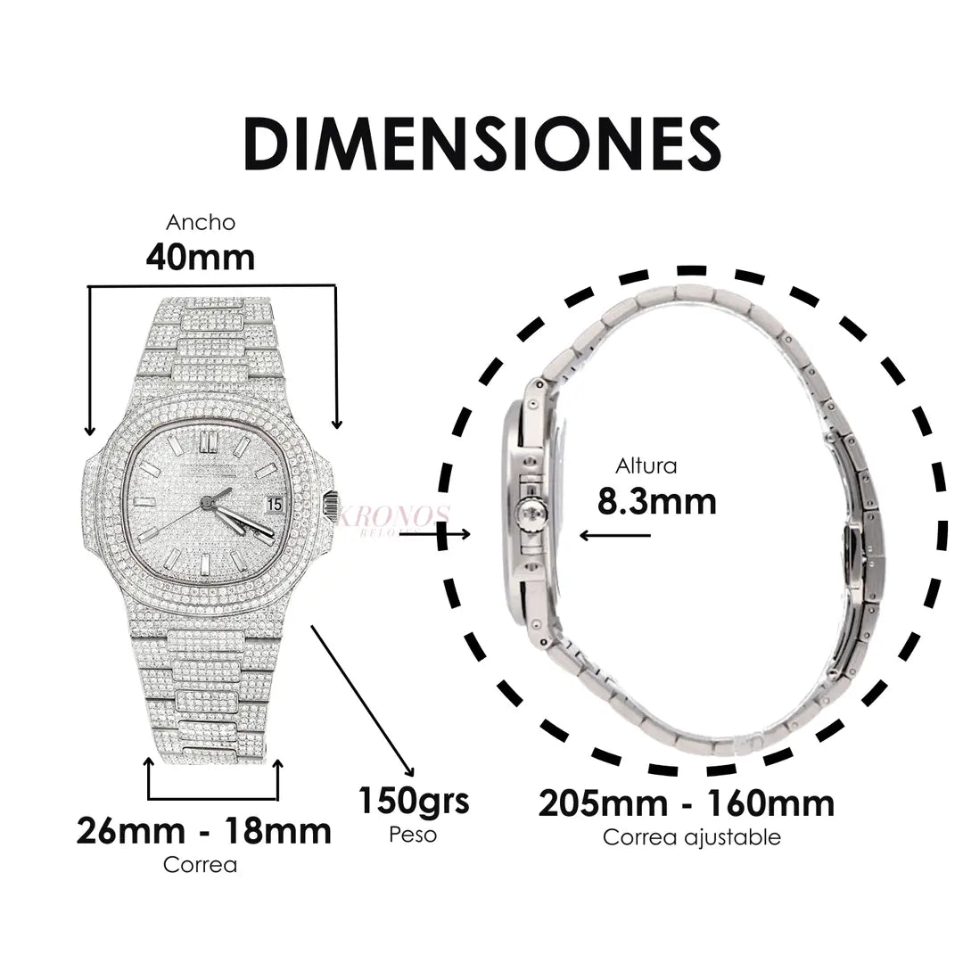 Detalle bisel Nautilus Diamond Kronos reloj lujo accesible México