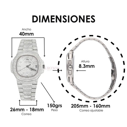 Detalle bisel Nautilus Diamond Kronos reloj lujo accesible México
