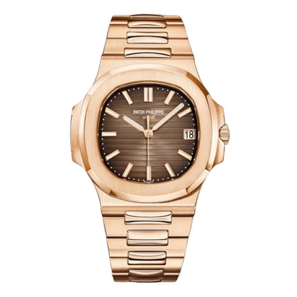 Reloj Nautilus Rose Gold Chocolate Dial estilo AAA Kronos Relojes vista frontal
