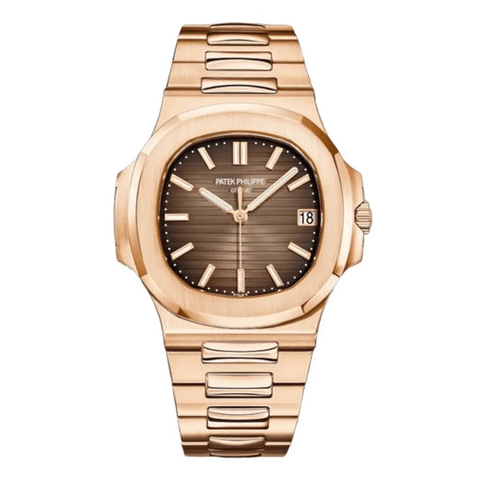 Reloj Nautilus Rose Gold Chocolate Dial estilo AAA Kronos Relojes vista frontal
