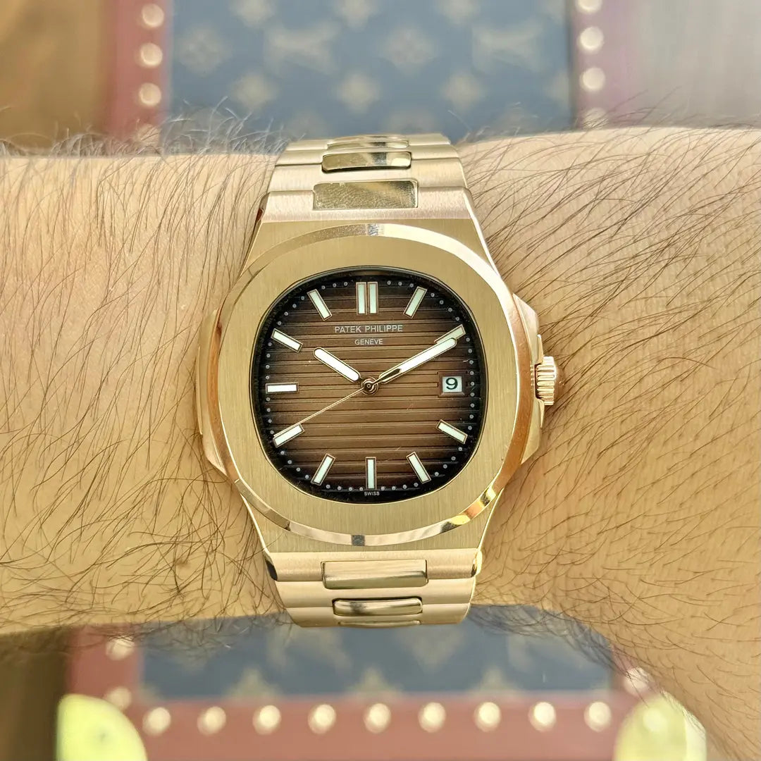 Nautilus Rose Gold Chocolate Dial Kronos Relojes correa acero inoxidable