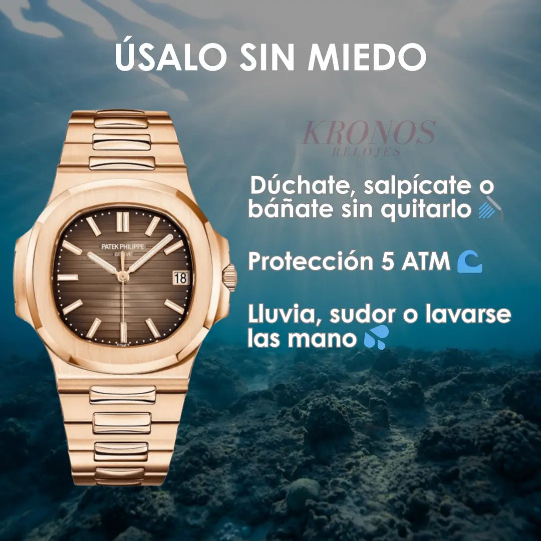 Nautilus inspirado lujo accesible Kronos Rose Gold diseño octagonal chocolate