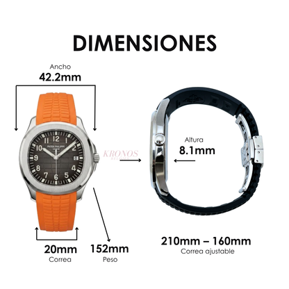Aquanaut Steel – Orange Dial Rubber Strap