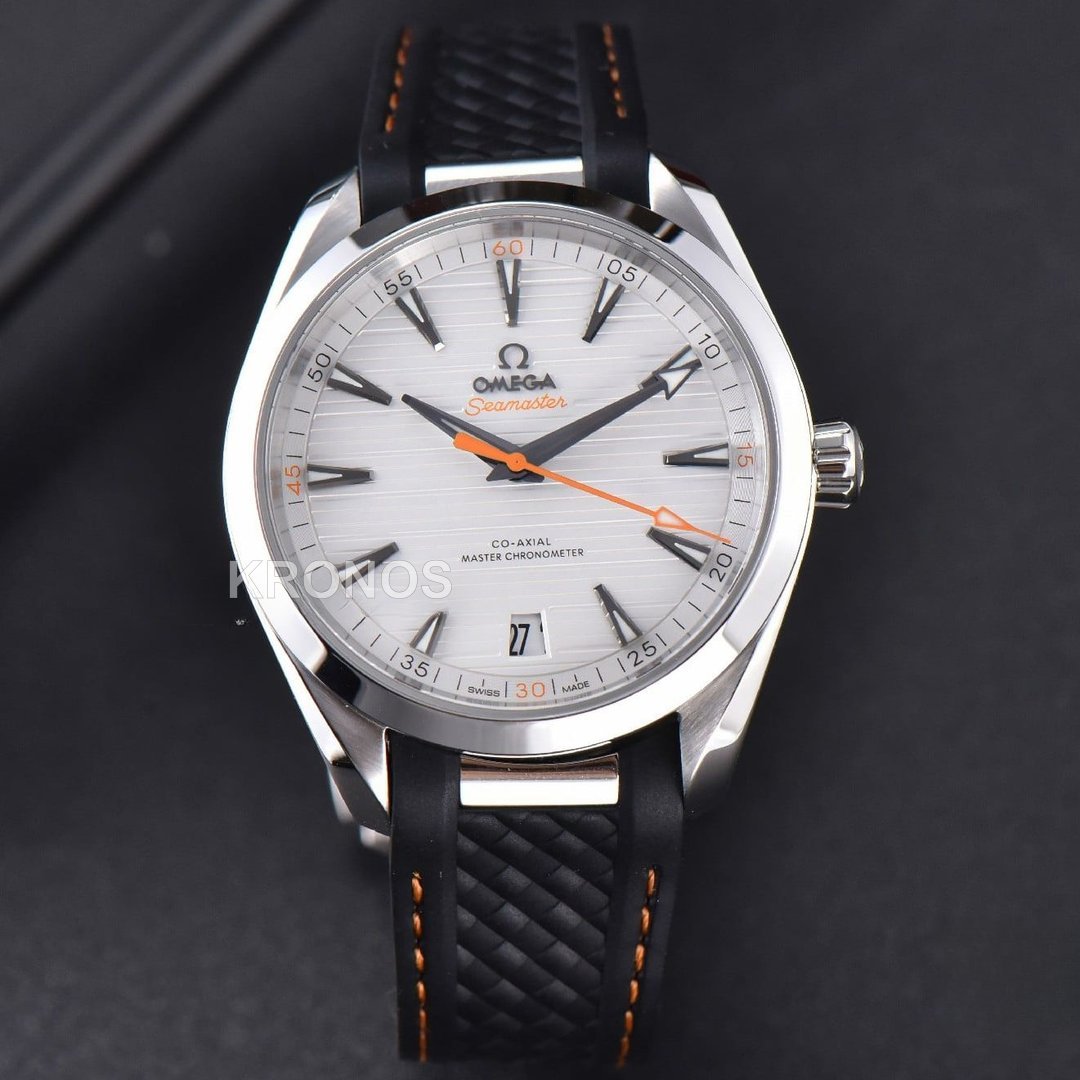 Aqua Terra 150m Seamaster 41mm White Dial Orange Hands Black - Authentic Movement