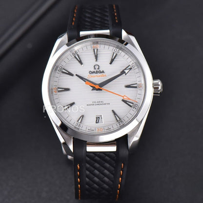 Aqua Terra 150m Seamaster 41mm White Dial Orange Hands Black - Authentic Movement