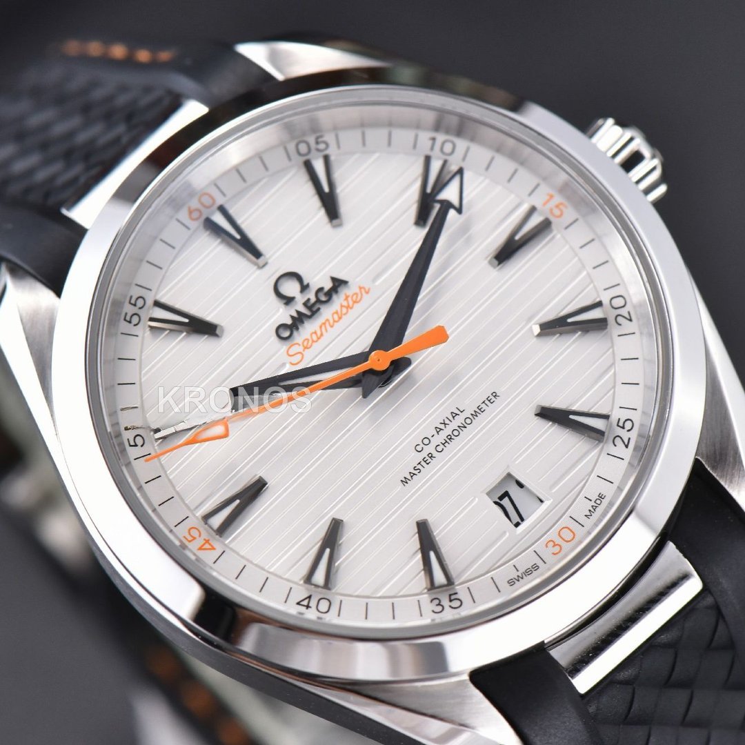 Aqua Terra 150m Seamaster 41mm White Dial Orange Hands Black - Authentic Movement