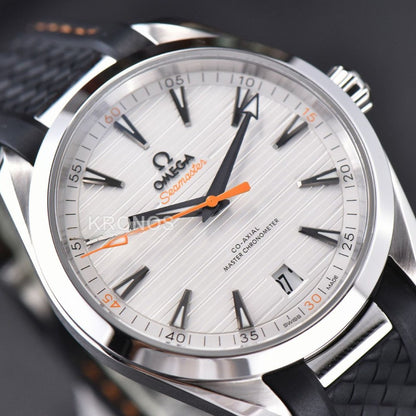 Aqua Terra 150m Seamaster 41mm White Dial Orange Hands Black - Authentic Movement