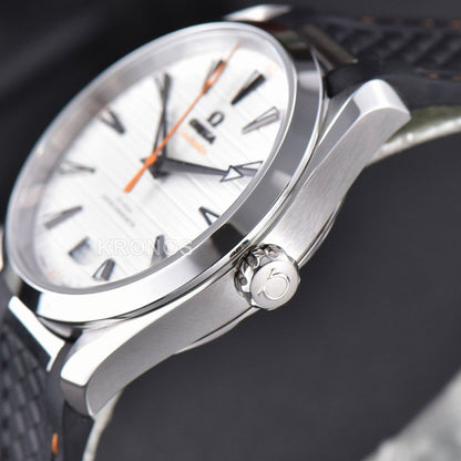 Aqua Terra 150m Seamaster 41mm White Dial Orange Hands Black - Authentic Movement