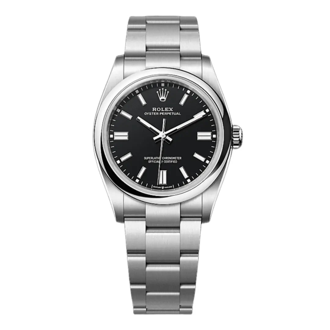 Reloj Oyster Perpetual Oystersteel Black Dial estilo AAA - Kronos Relojes
