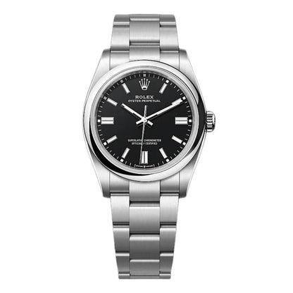 Reloj Oyster Perpetual Oystersteel Black Dial estilo AAA - Kronos Relojes