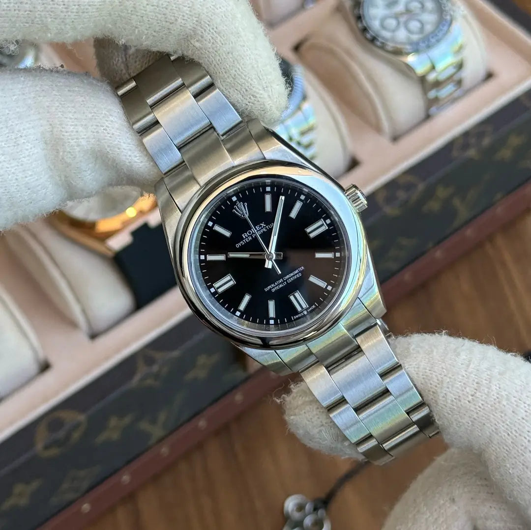 Detalle de esfera negra Oyster Perpetual Oystersteel - Kronos
