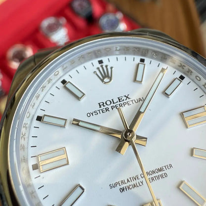 Oyster Perpetual white dial resistencia agua acero inoxidable Kronos