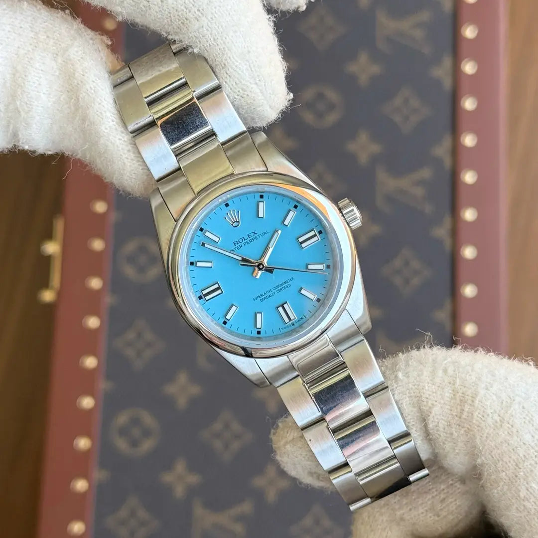 Detalle carátula Tiffany azul Oyster Perpetual - Kronos Relojes