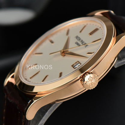 Calatrava 38mm Beige Dial Brown - Authentic Movement