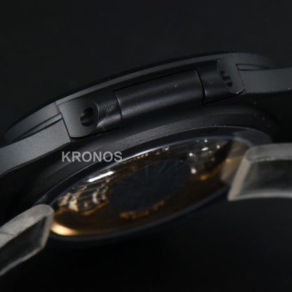 Nautilus All Black 40mm White Textured Dial PVD - Authentic Movement