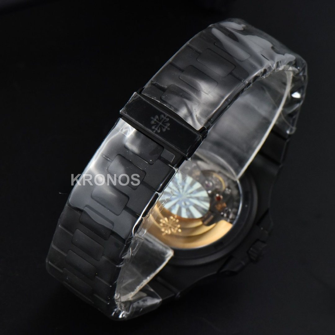 Nautilus All Black 40mm White Textured Dial PVD - Authentic Movement