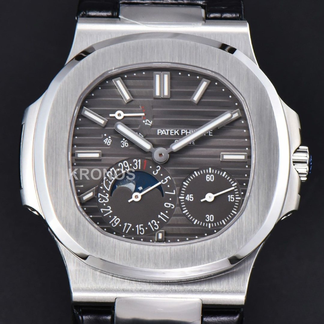 Nautilus 40mm Gray Dial Black - Authentic Movement