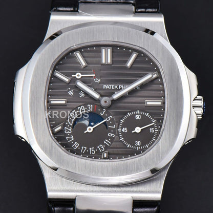 Nautilus 40mm Gray Dial Black - Authentic Movement