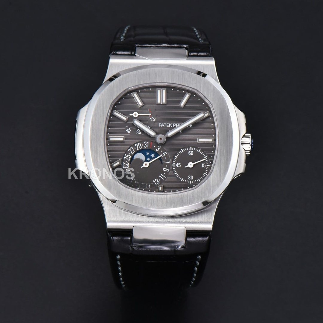 Nautilus 40mm Gray Dial Black - Authentic Movement